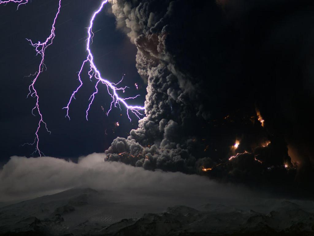 Ash And Lightning From An Icelantic Volcano NASA Wallpapers