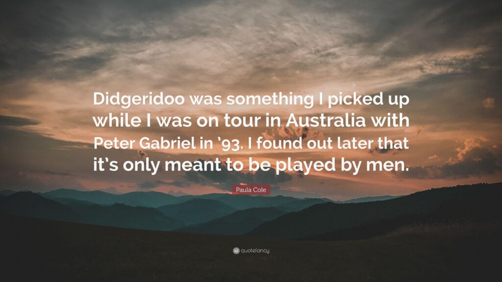 Paula Cole Quote “Didgeridoo was something I picked up while I was