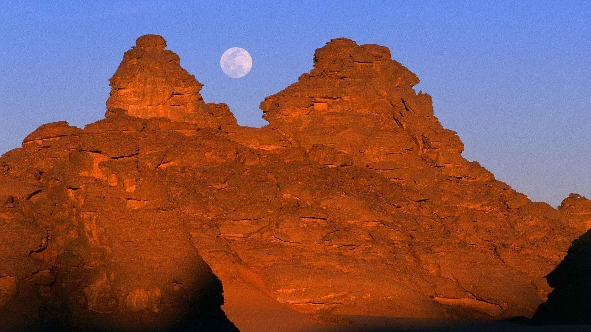 Mountains Full Moon Mountains Libya Wallpapers View Nature 2K for
