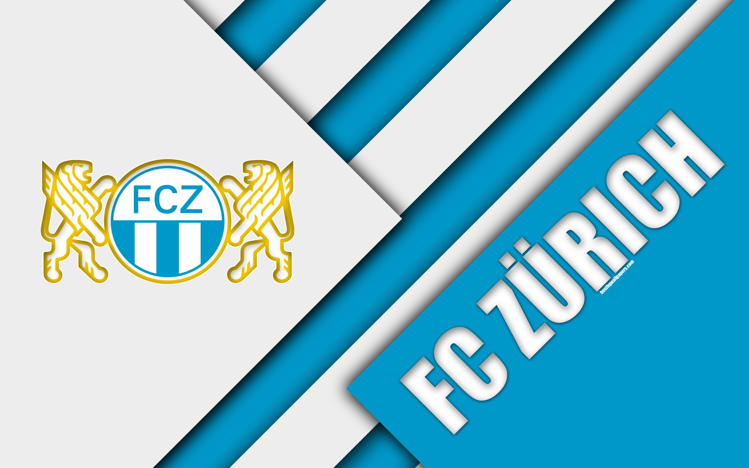 Download wallpapers FC Zurich, blue white abstraction, k, Swiss