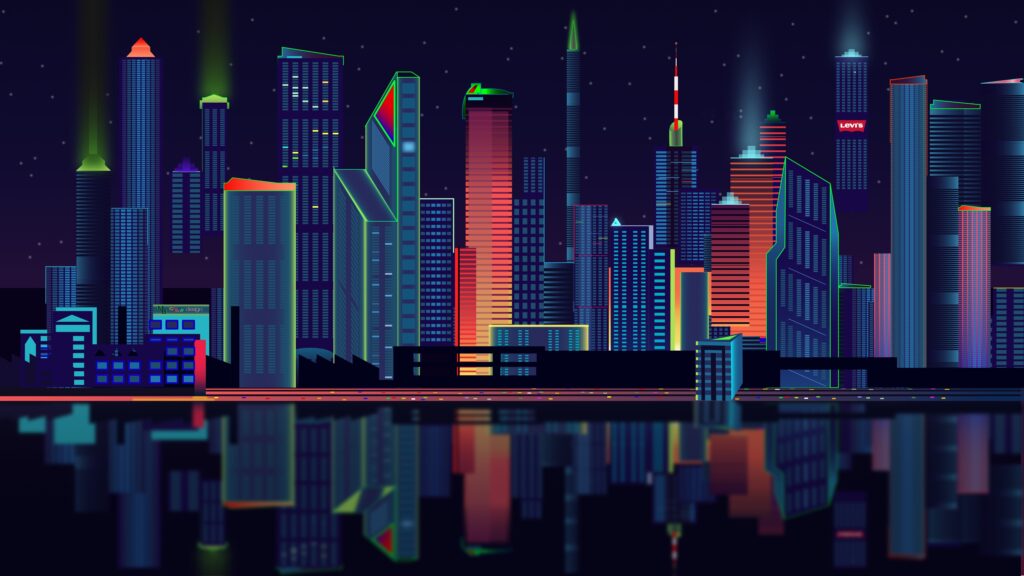Download wallpapers city, vector, panorama 2K backgrounds