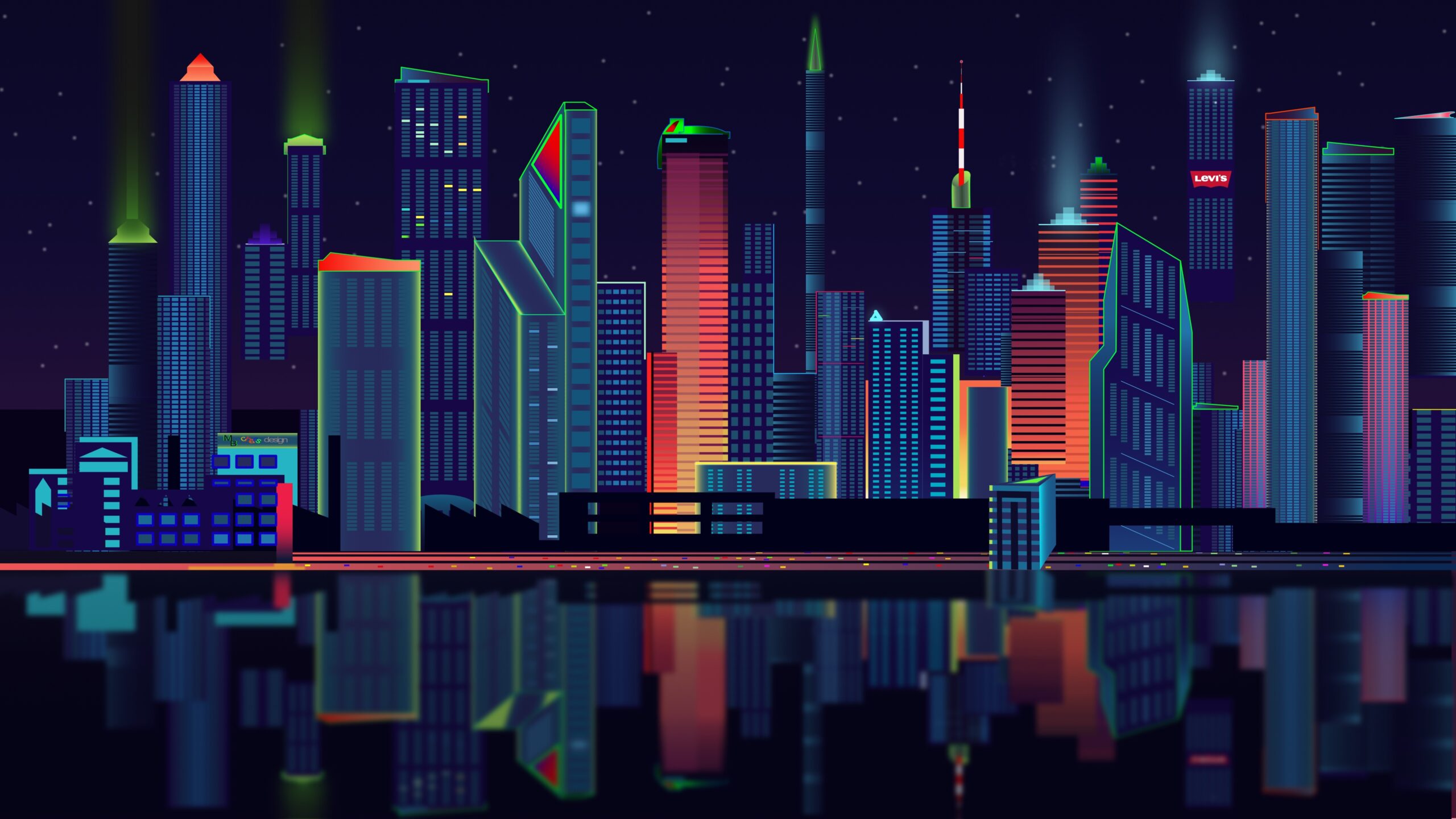 Download wallpapers city, vector, panorama 2K backgrounds