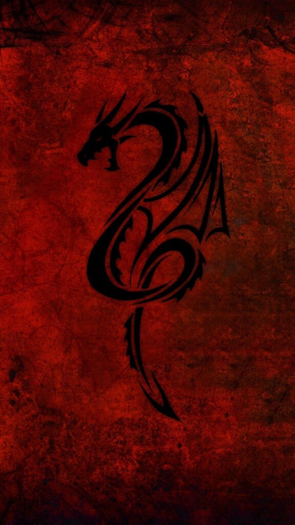 Download Wallpapers Dragon, Pattern, Red, Black Sony