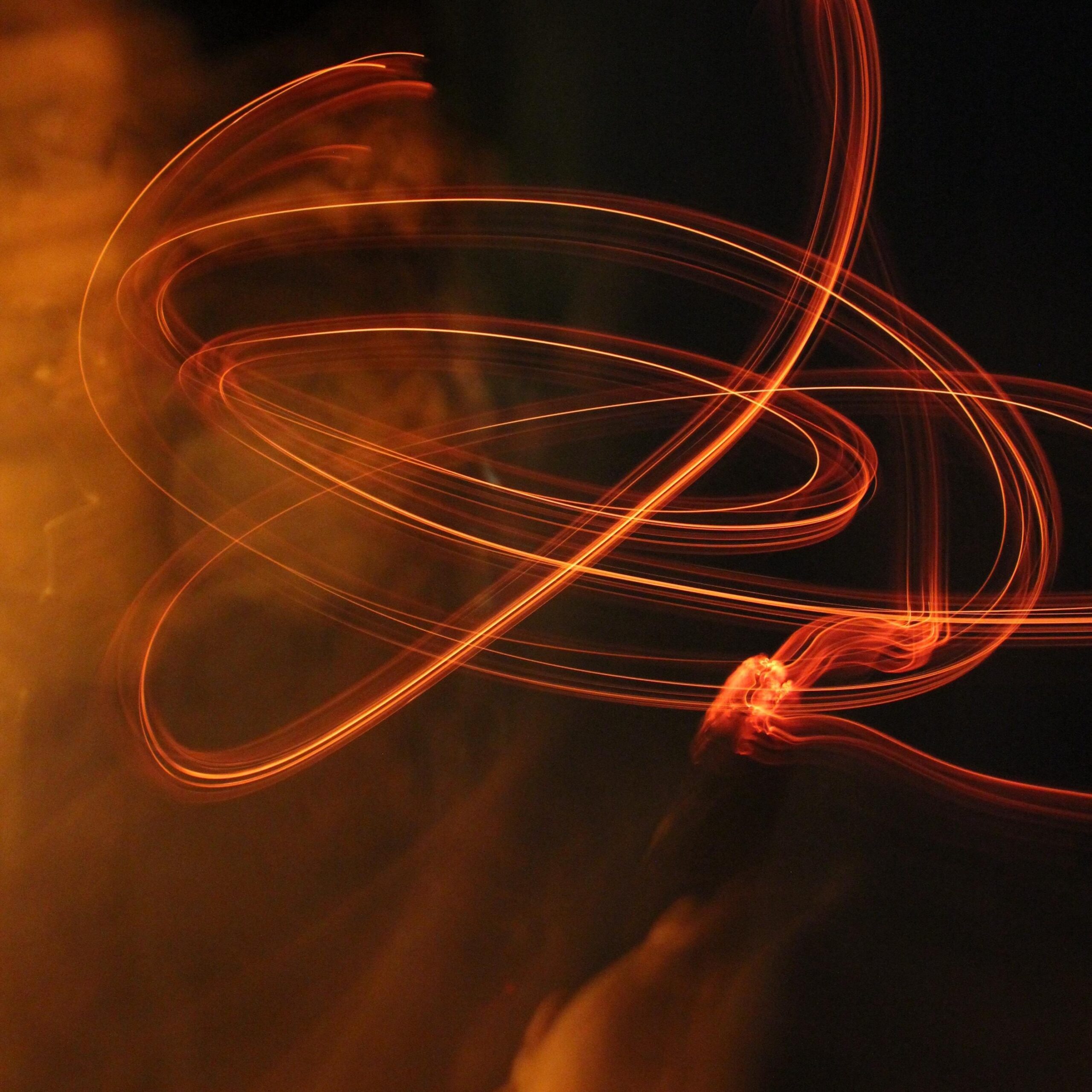 Download wallpapers fire, lines, long exposure, light
