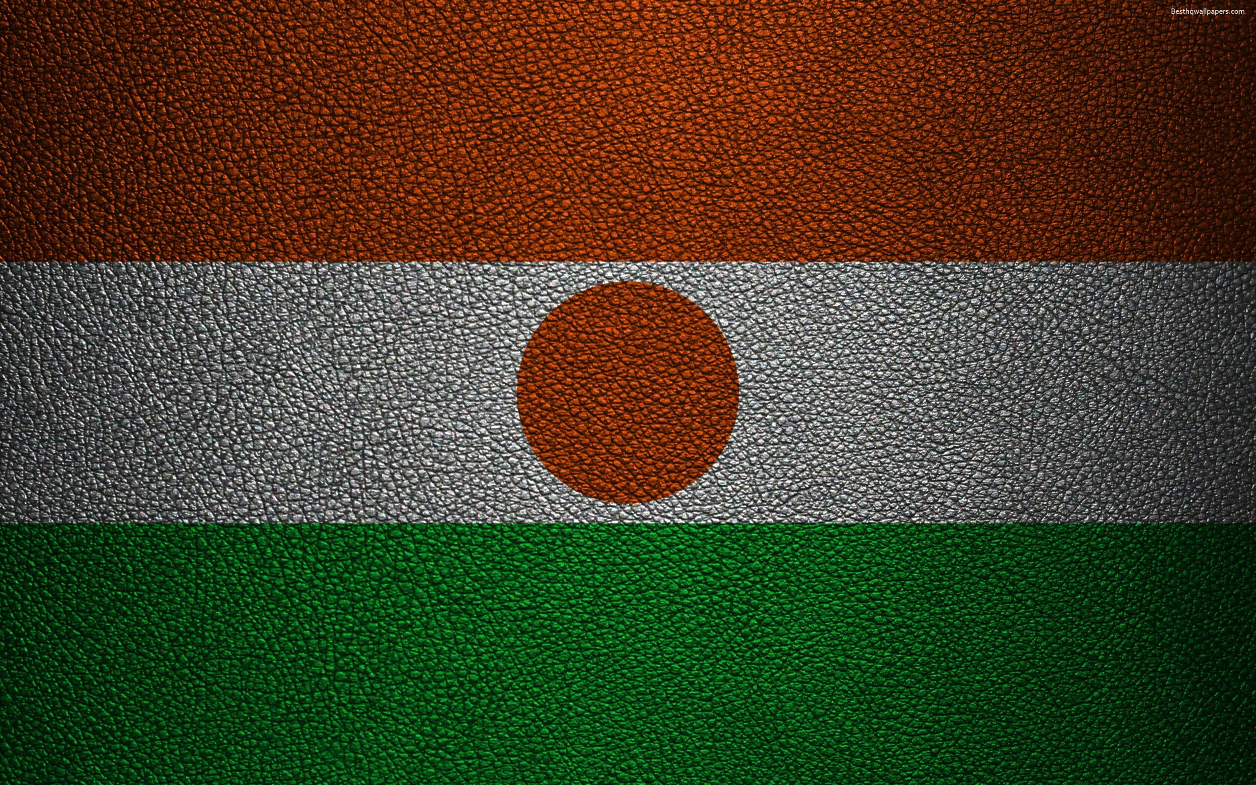 Download wallpapers Flag of Niger, Africa, k, leather texture
