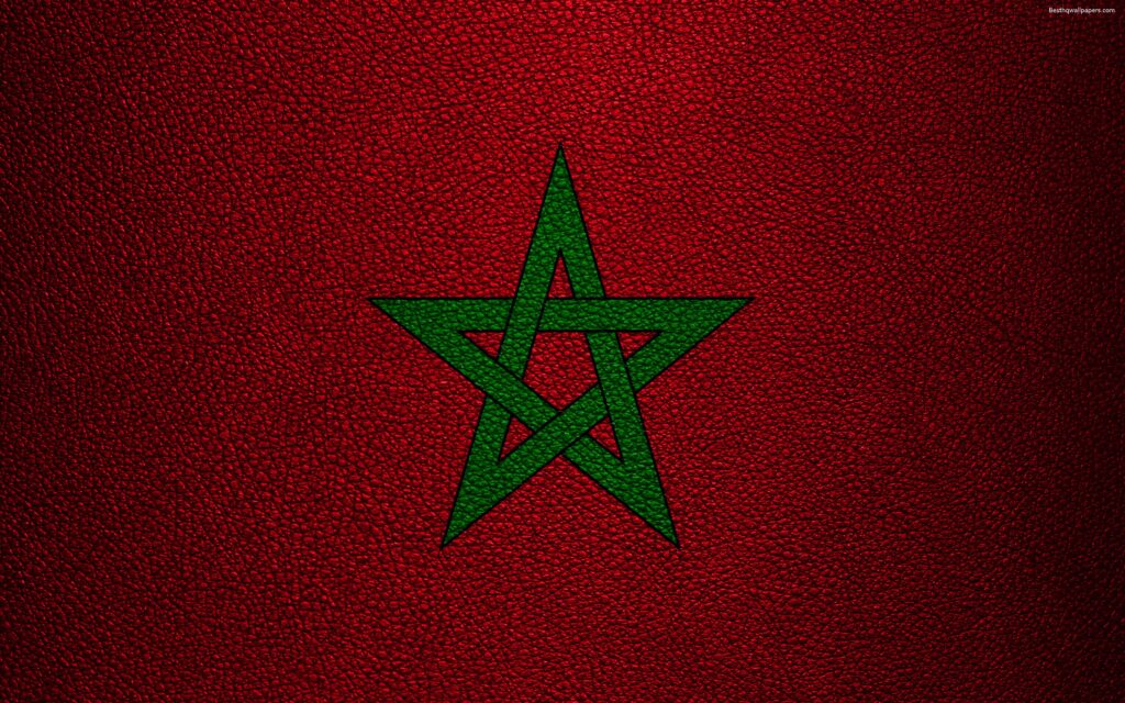 Download wallpapers Flag of Morocco, k, leather texture, Africa