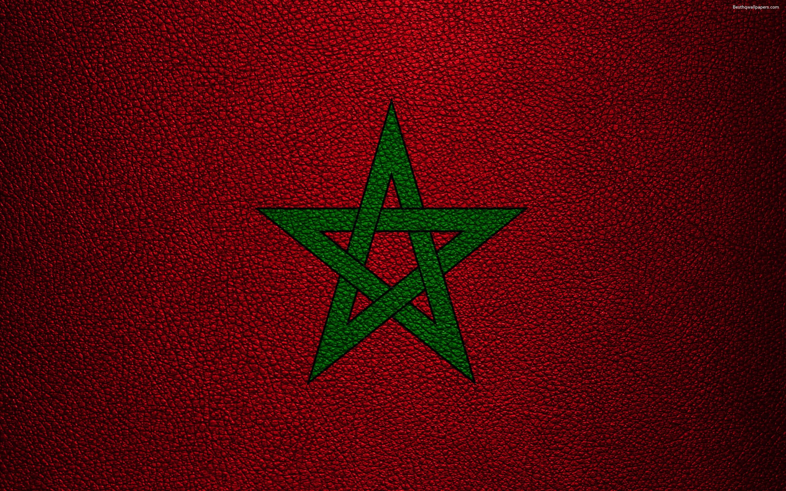 Download wallpapers Flag of Morocco, k, leather texture, Africa