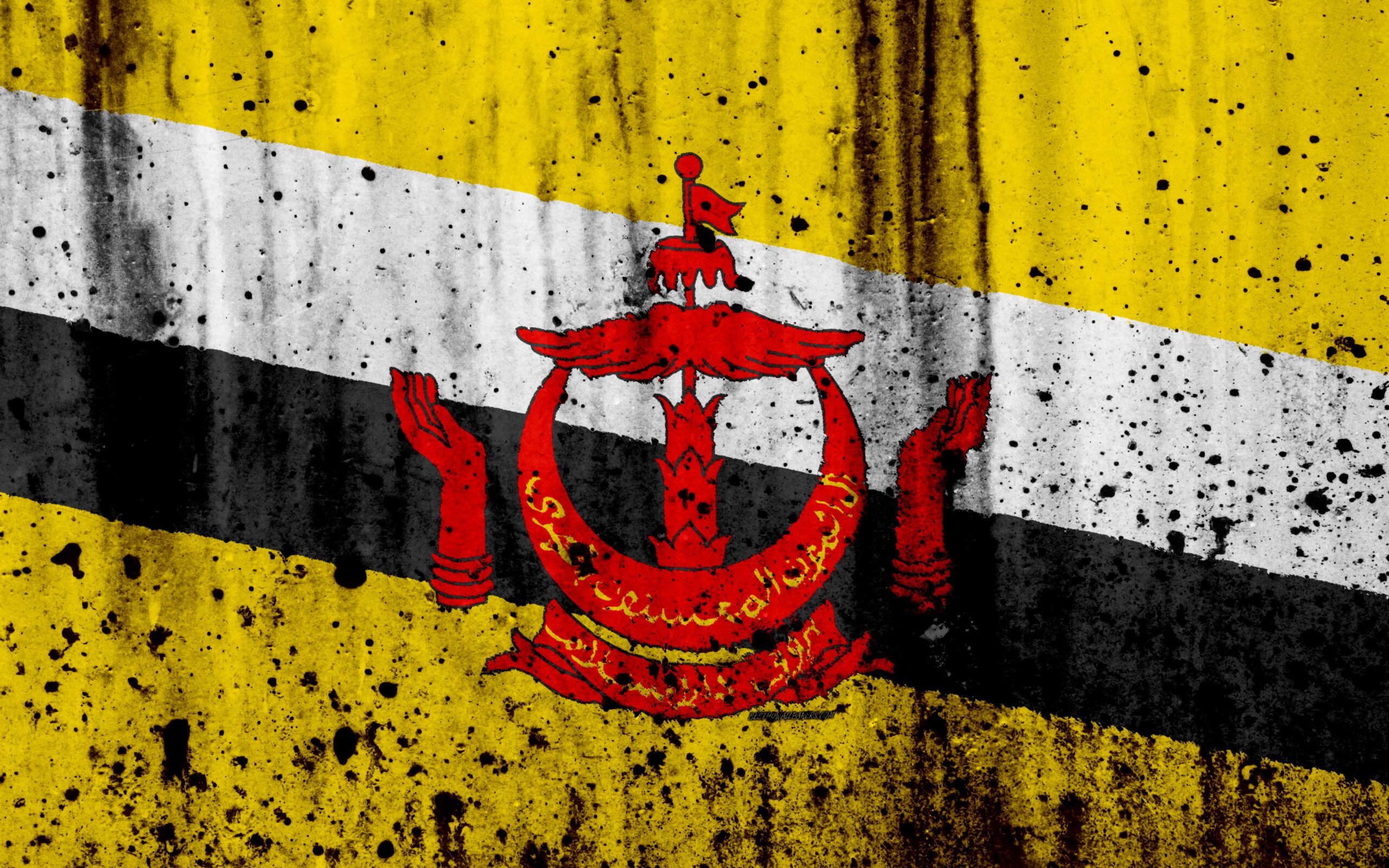 Download wallpapers Brunei flag, k, grunge, Asia, flag of Brunei