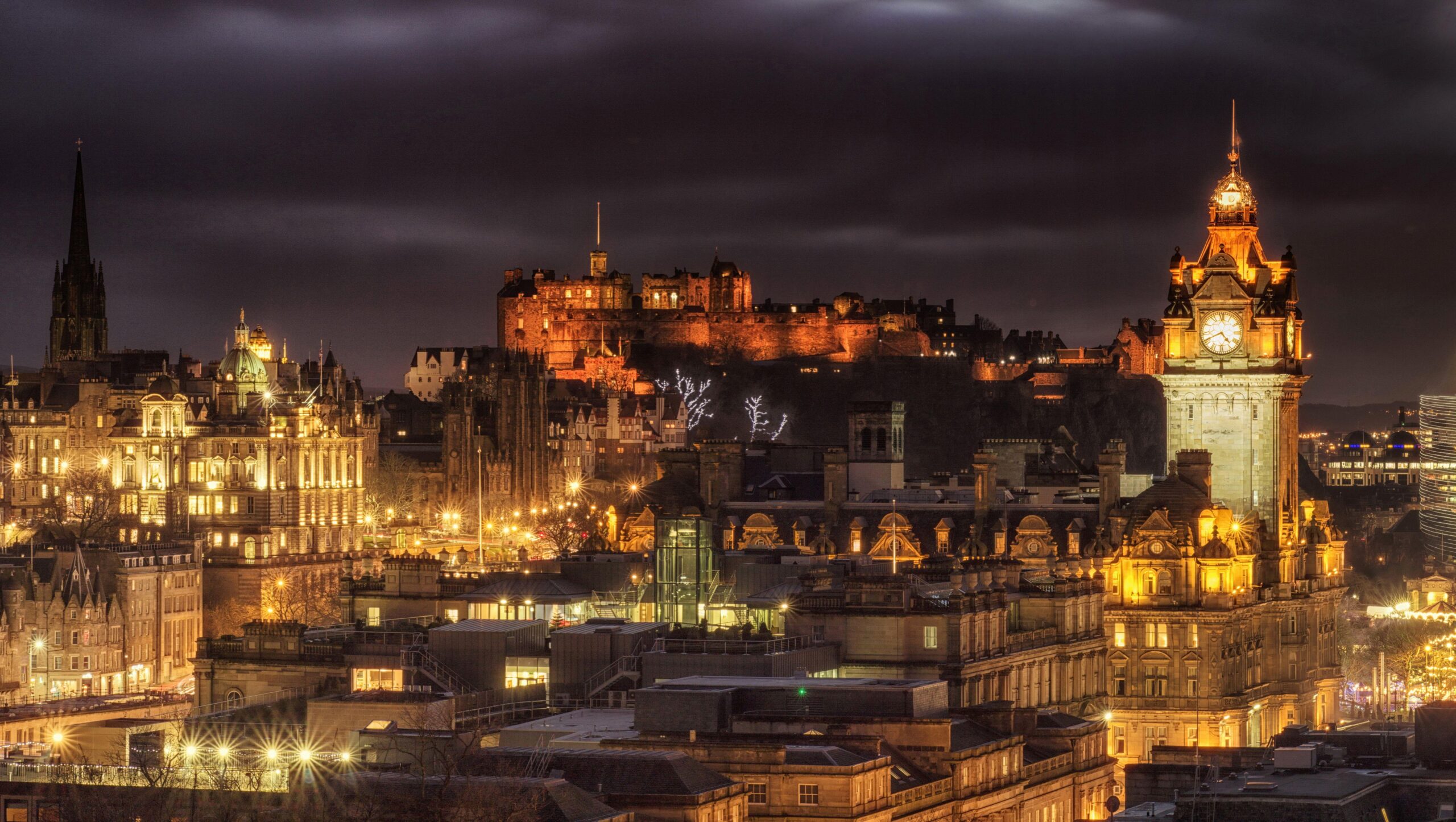 Photo Edinburgh Scotland United Kingdom Castles night time Cities