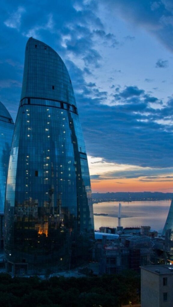 Futuristic architecture design buildings azerbaijan baku flame