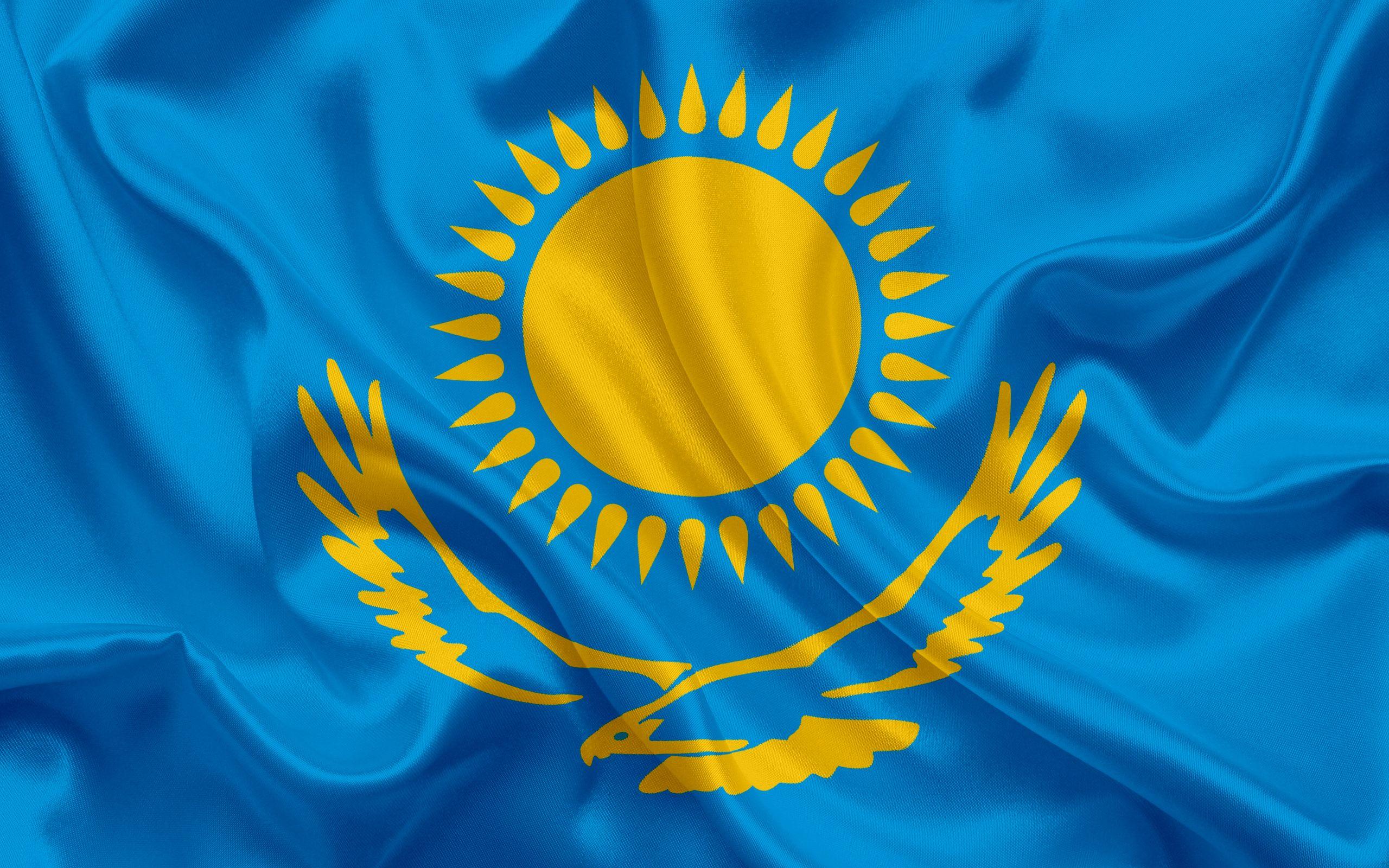 Download wallpapers Kazakh flag, Kazakhstan, Asia, flag of
