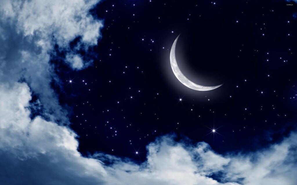 Moon and stars in the sky wallpapers