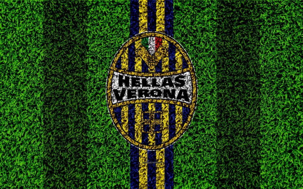 Download wallpapers Hellas Verona FC, k, logo, football lawn