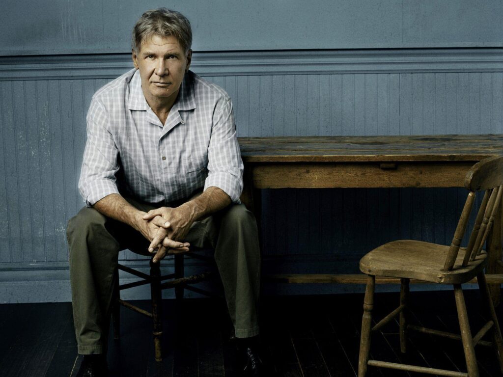 Harrison ford actor harrison ford sitting table 2K wallpapers