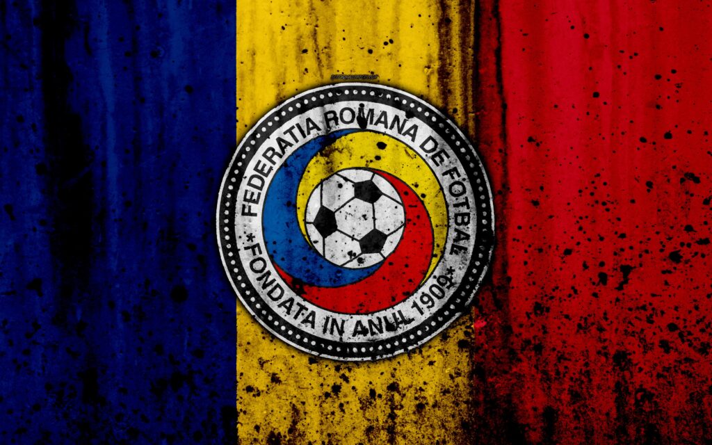 Download wallpapers Romania national football team, k, logo, grunge