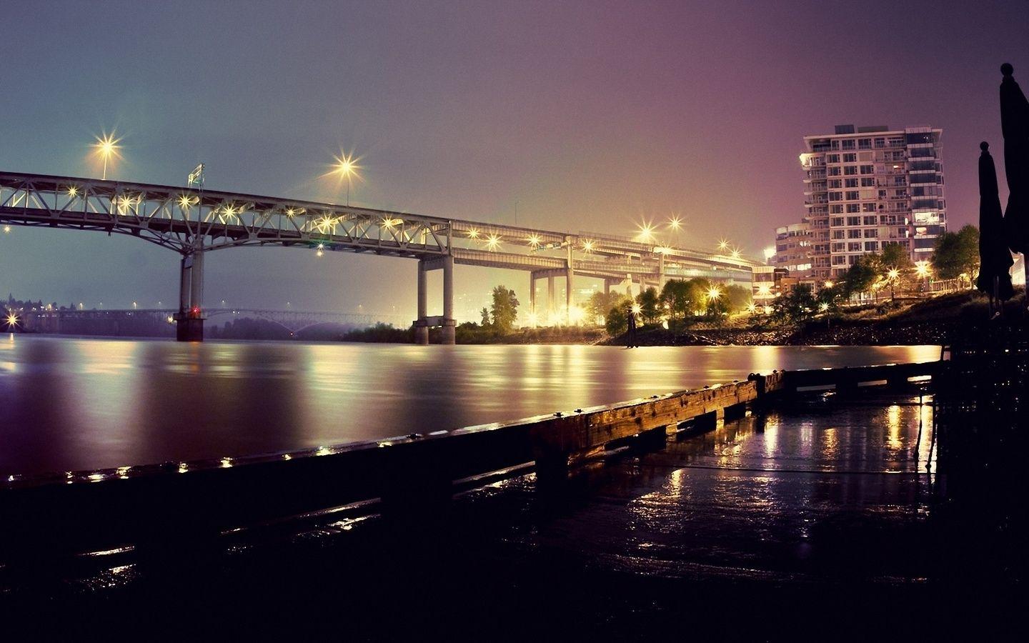 River, Bridge, Oregon, Lights, The Night, Portland