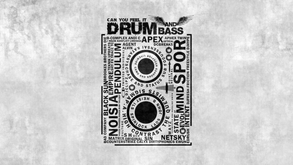 Music, text, drum and bass Wallpapers