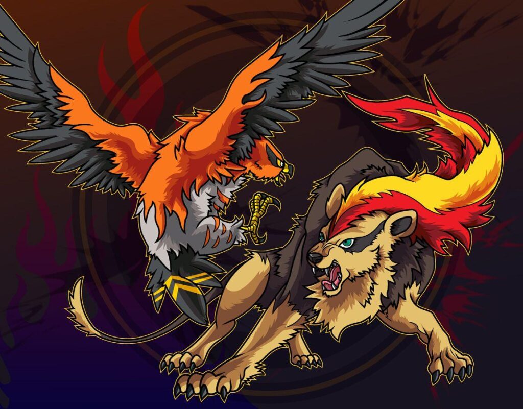 Talonflame and Pyroar by Belldia