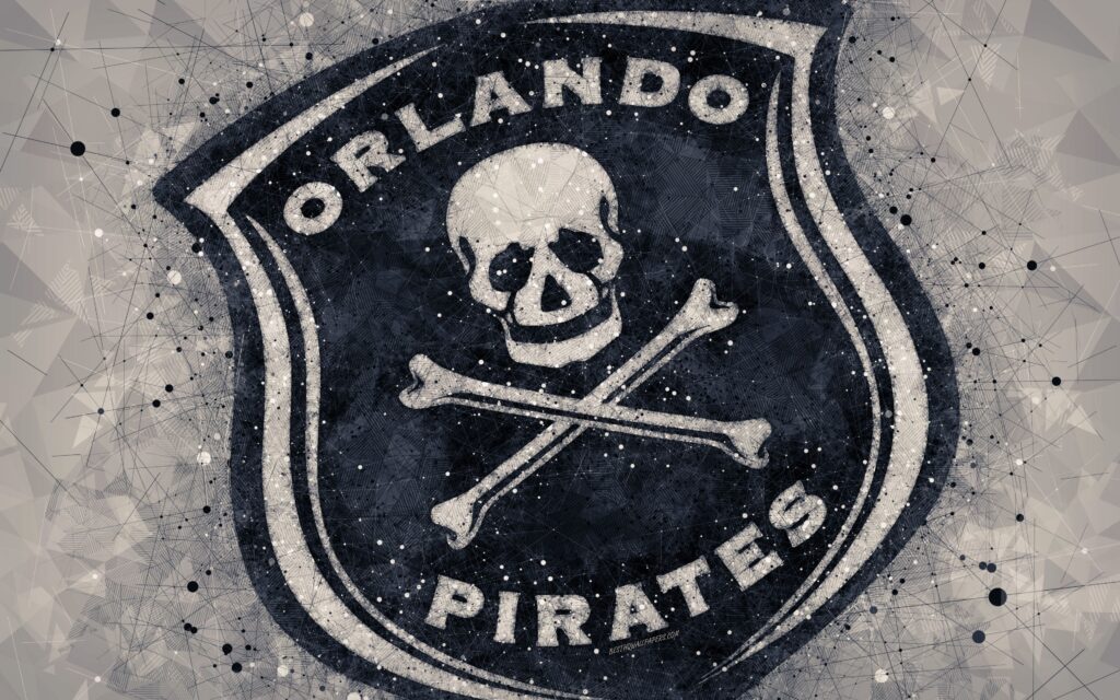 Download wallpapers Orlando Pirates FC, k, logo, geometric art