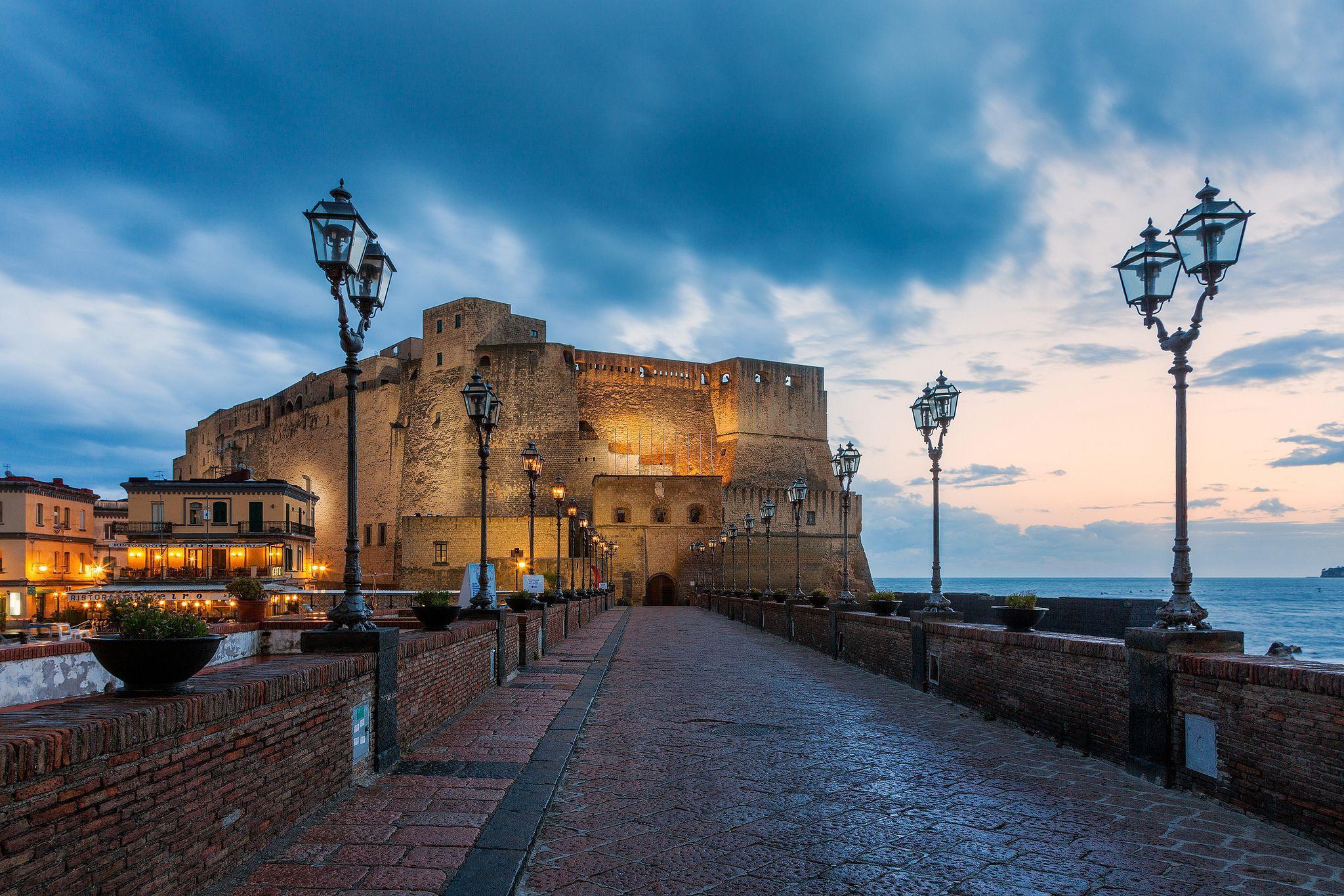 Fortress on the waterfront in Naples, Italy wallpapers and Wallpaper