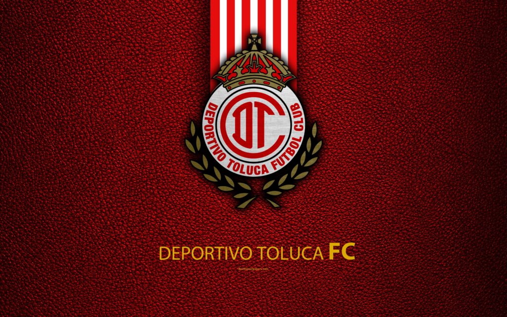 Download wallpapers Deportivo Toluca FC, k, leather texture, logo