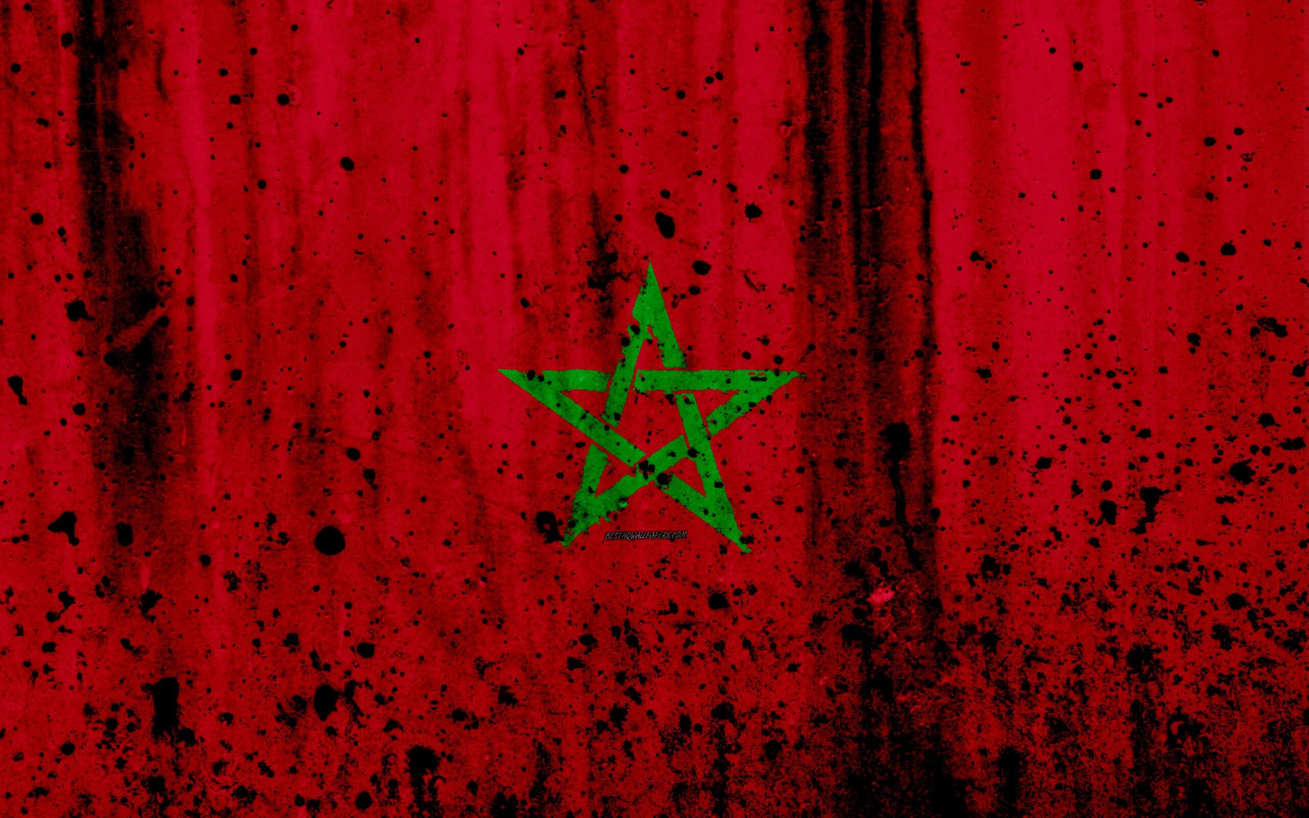 Download wallpapers Moroccan flag, k, grunge, flag of Morocco