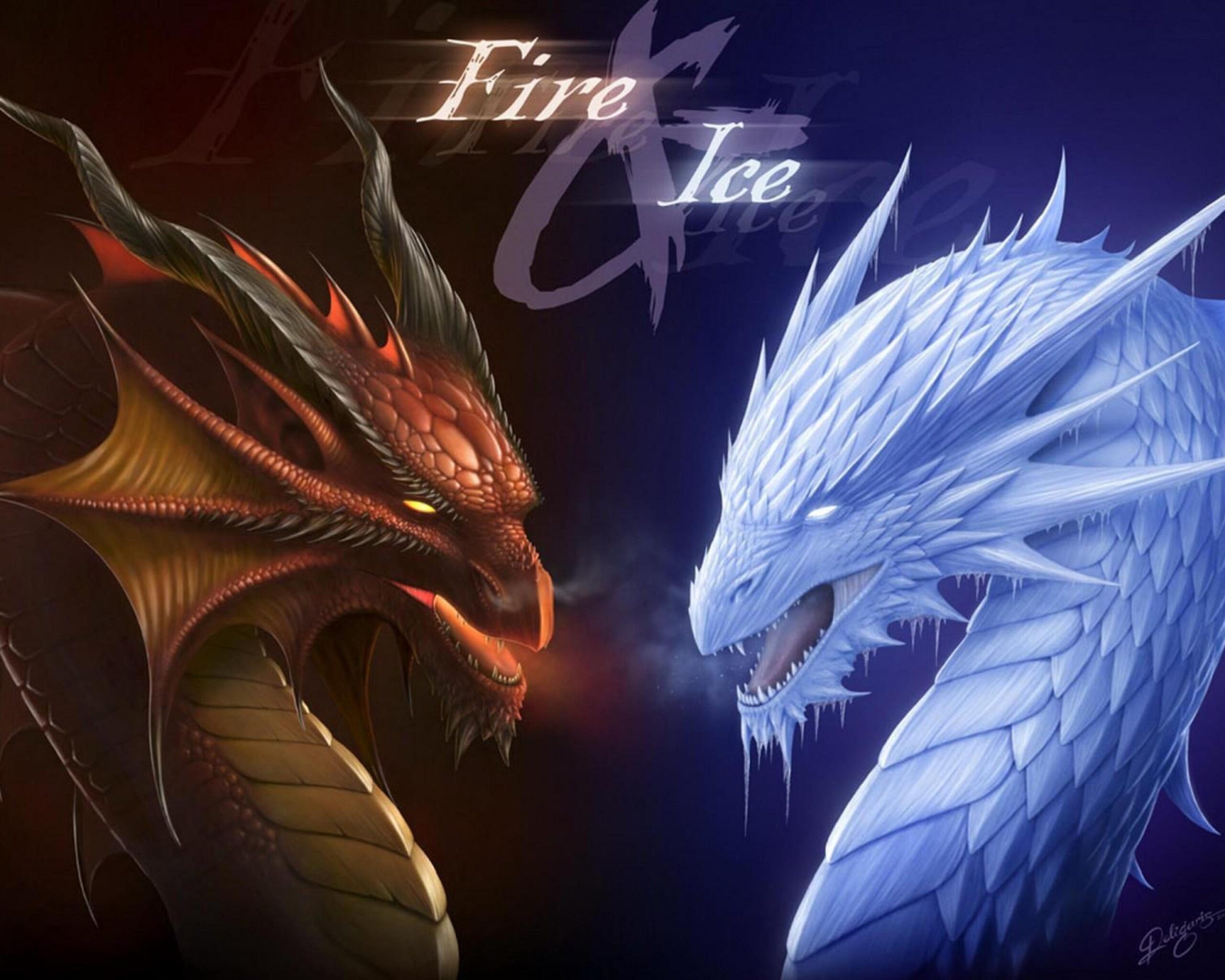 Fire dragon fantasy fire and ice frost download