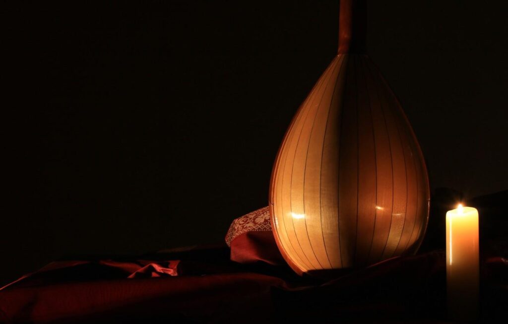 Wallpapers background, candle, musical instrument, mandolin Wallpaper