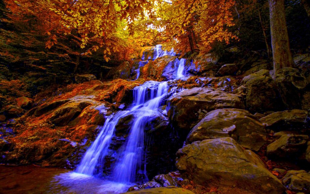 Waterfalls AUTUMN FALLS Dark Hollow River Stream Virginia USA