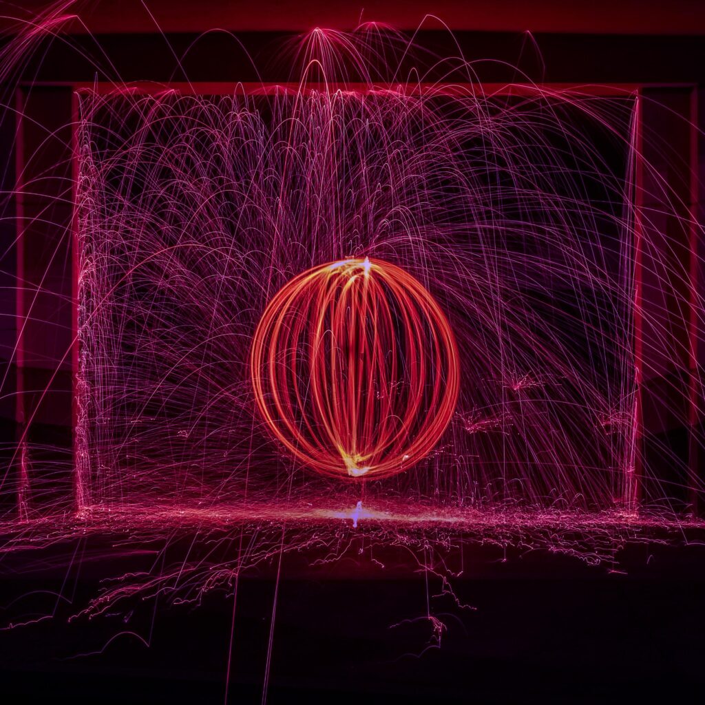 Download wallpapers ball, long exposure, circle, lines