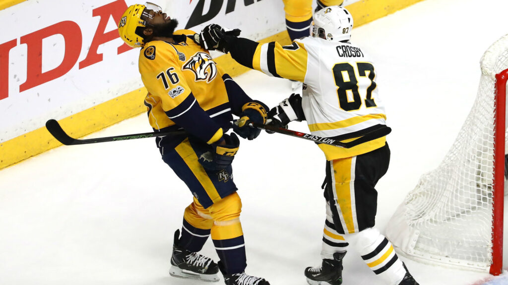 Sidney Crosby crushes PK Subban in fight behind the Penguins’ net