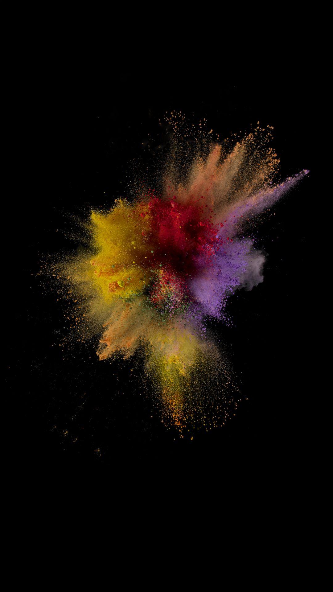 Colorful Dust Smoke Burst Explosion Art iOS Wallpapers