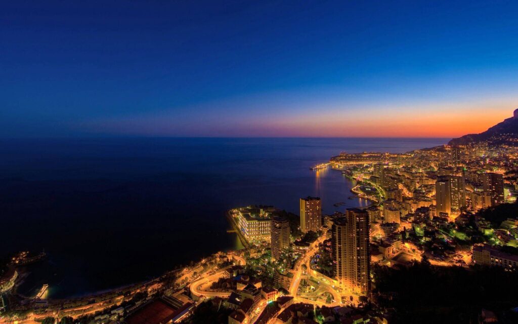 Beautiful Monaco City At Night Wallpapers Deskt Wallpapers