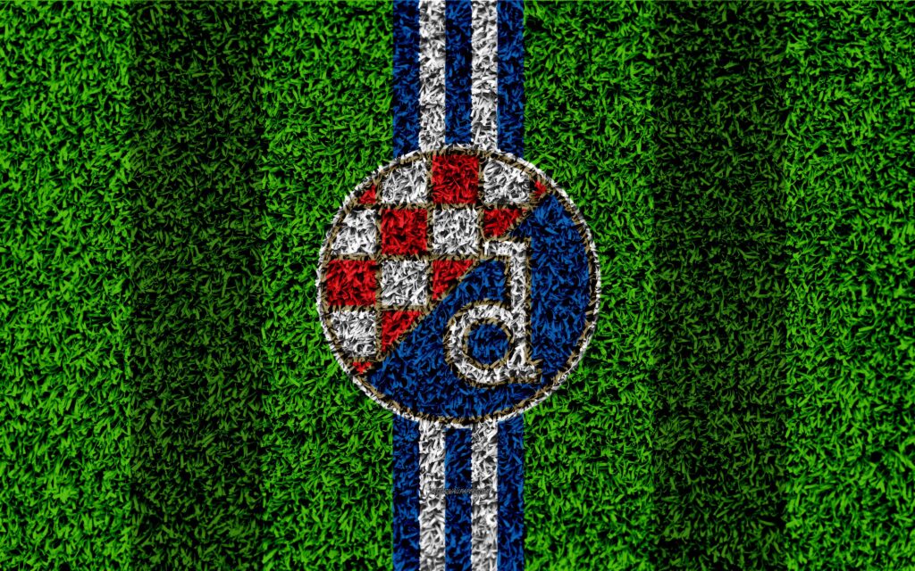 Download wallpapers GNK Dinamo Zagreb, k, football lawn, logo