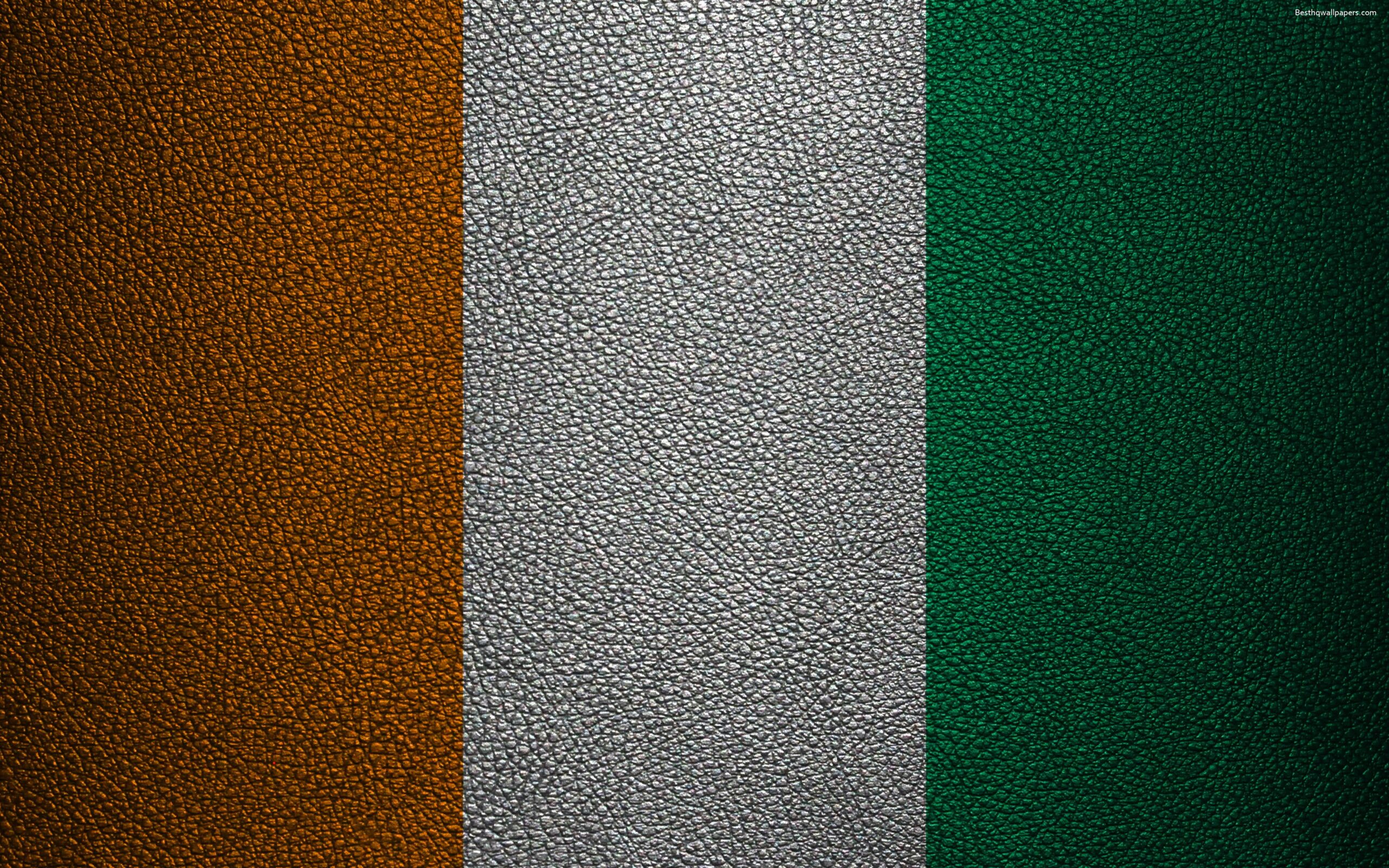 Download wallpapers Flag of Ivory Coast, K, leather texture, Africa