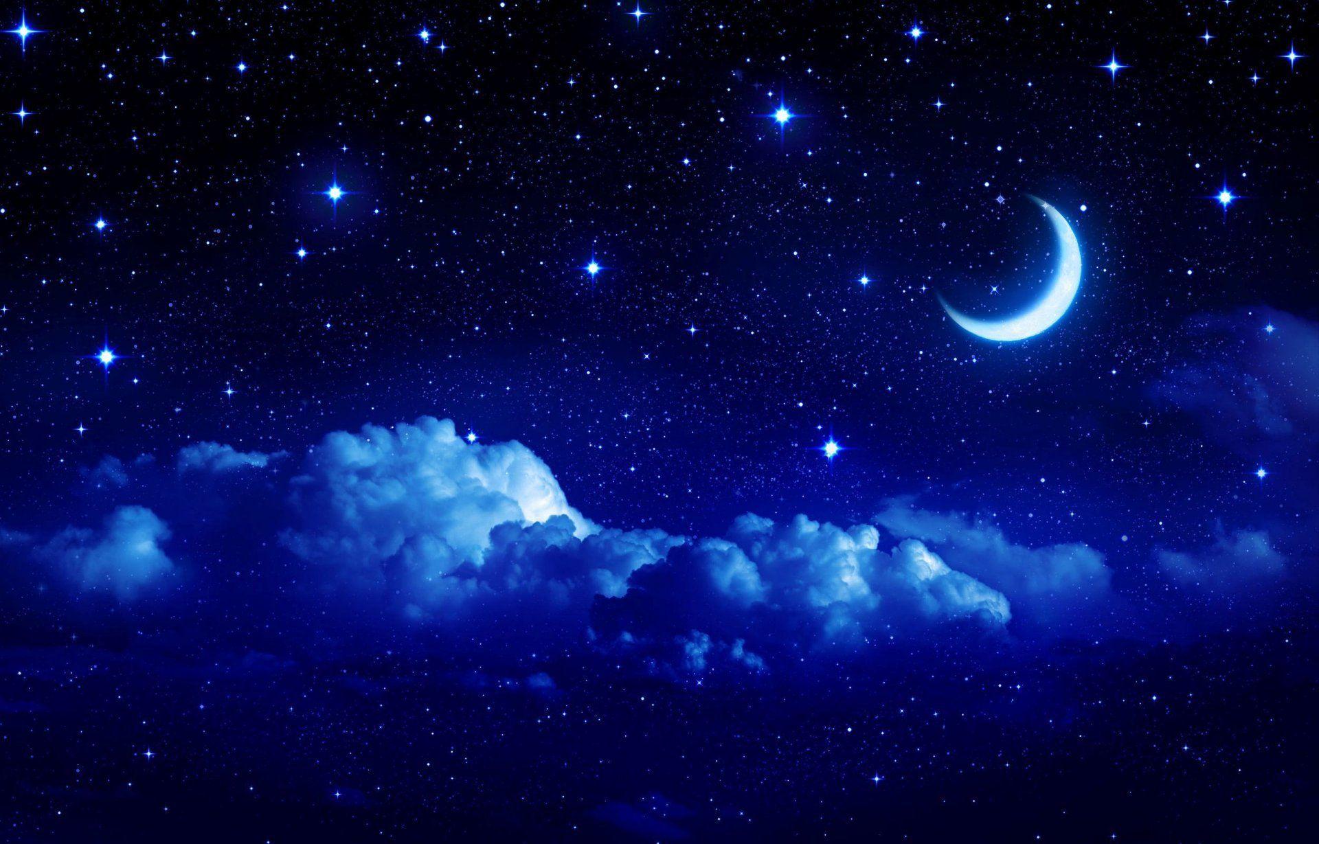 Landscape star sky moon year crescent cloud clouds night tale