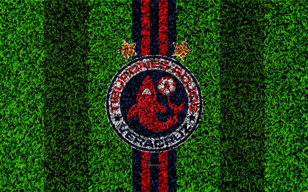 Download wallpapers Veracruz FC, k, football lawn, logo, Mexican