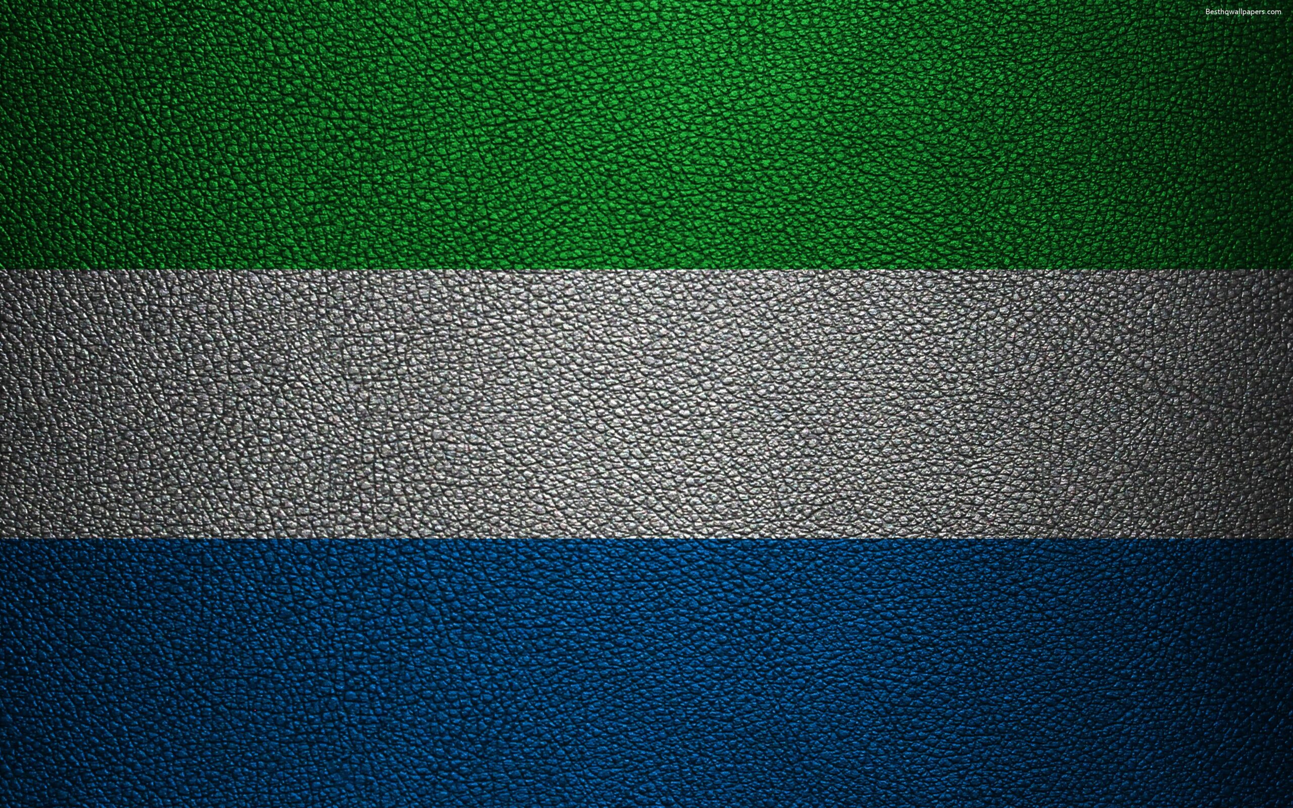 Download wallpapers Flag of Sierra Leone, Africa, k, leather