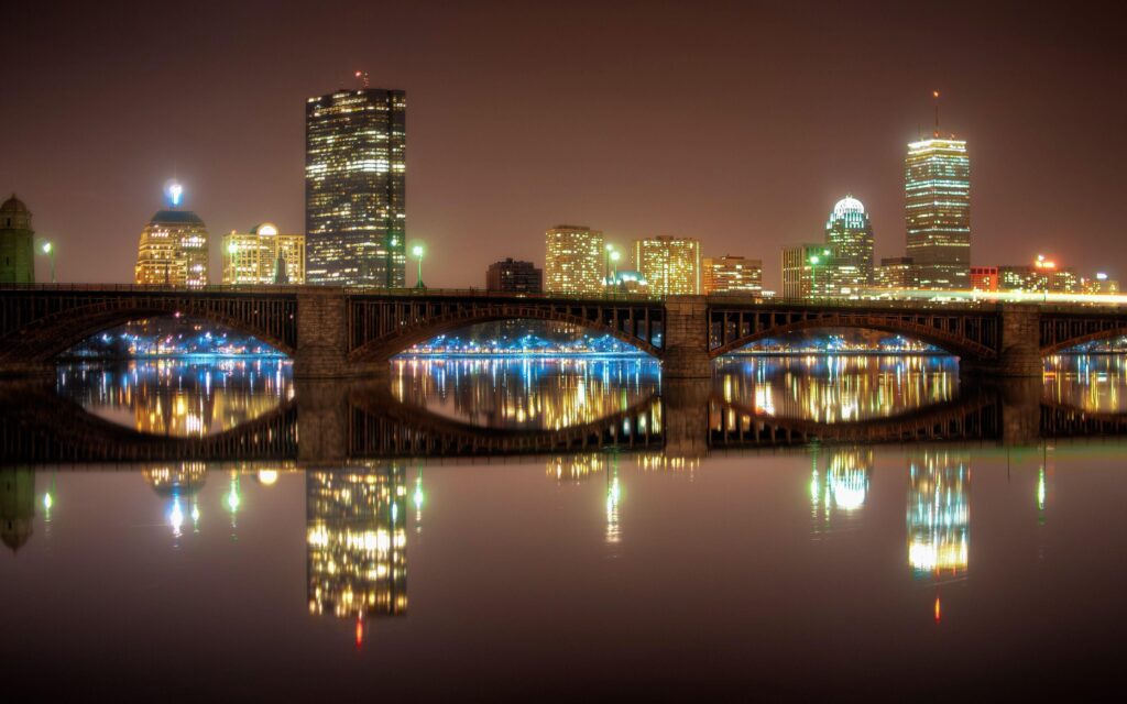 Boston Reflection in the Charles River, Massachusetts widescreen