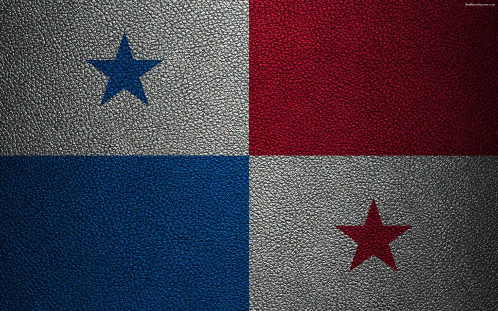 Download wallpapers Flag of Panama, K, leather texture, North