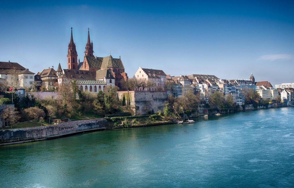Wallpapers river, home, Switzerland, Rhine, Basel Wallpaper for desktop