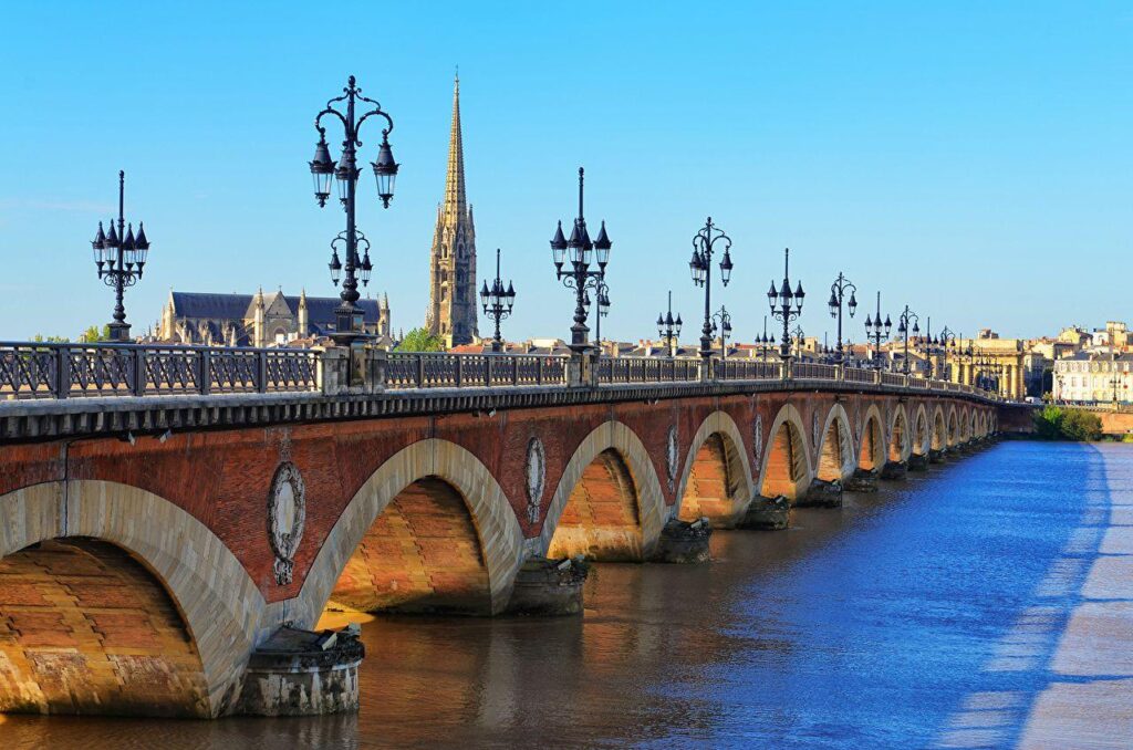 Wallpapers France Bordeaux Bridges Rivers Street lights Cities