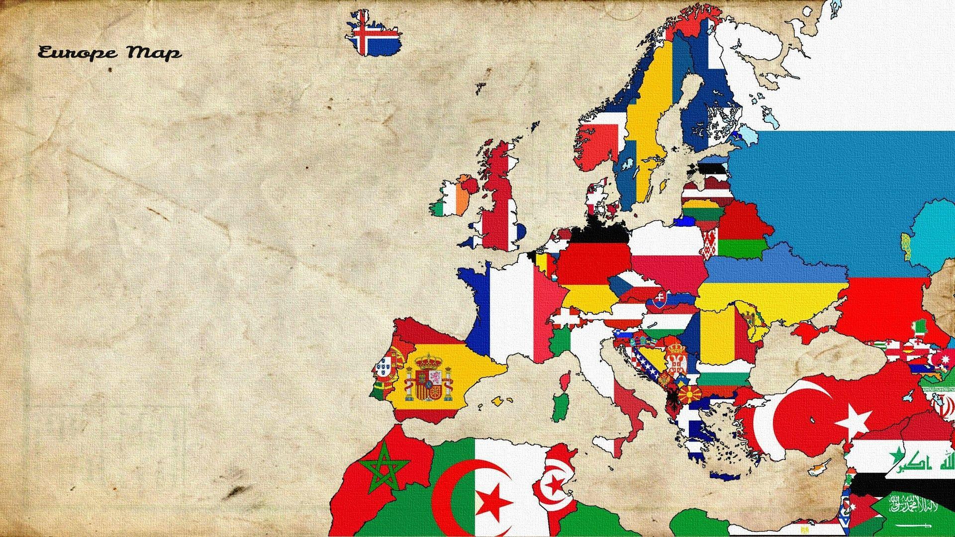 Wallpapers illustration, collage, cartoon, flag, Europe, world