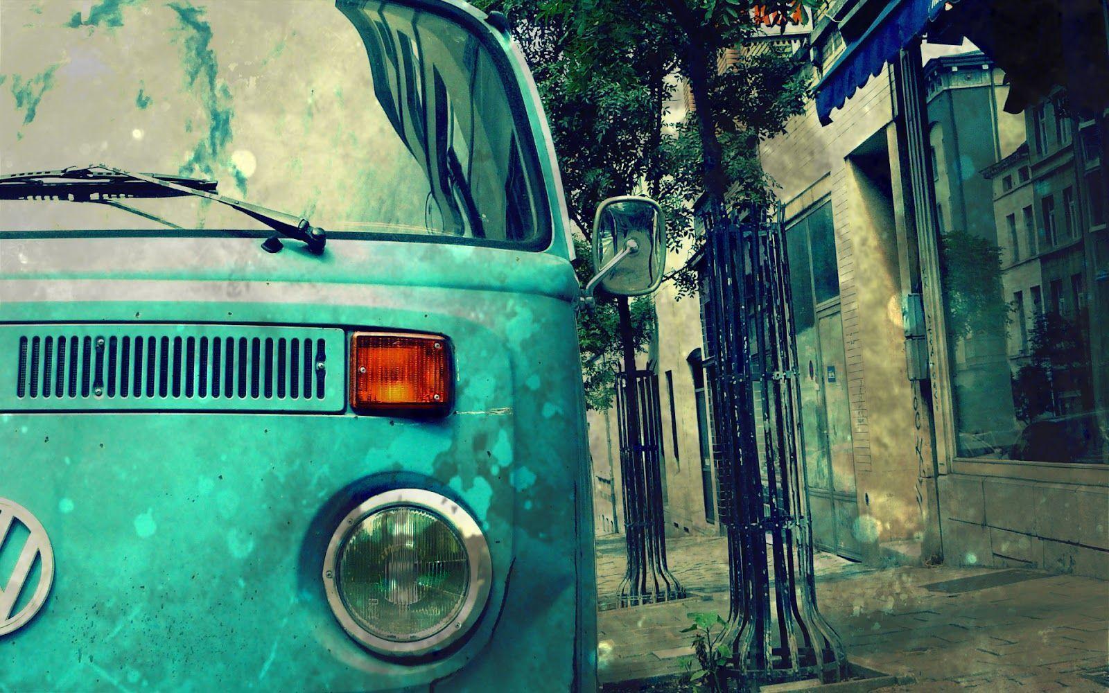 Download Blue Volkswagen Transporter Vintage Car Graphy Wallpapers