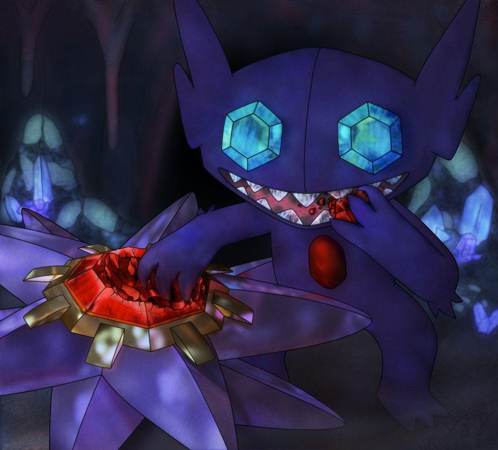 Sableye Feasting on a Starmie by Equivirial