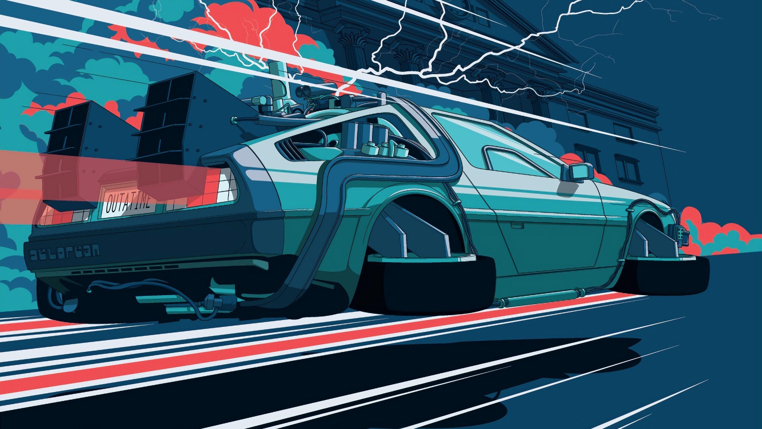 Back To The Future Car Illustration k, 2K Artist, k Wallpapers