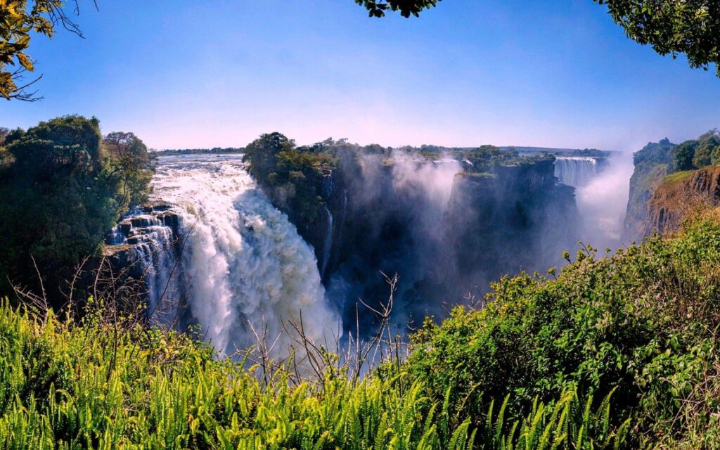 Waterfalls Victoria Falls Zimbabwe Trees Africa Nature Waterfalls