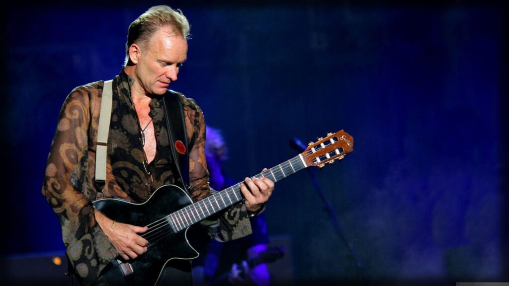Download Wallpapers Sting, Guitar, Play, Shirt, Show K