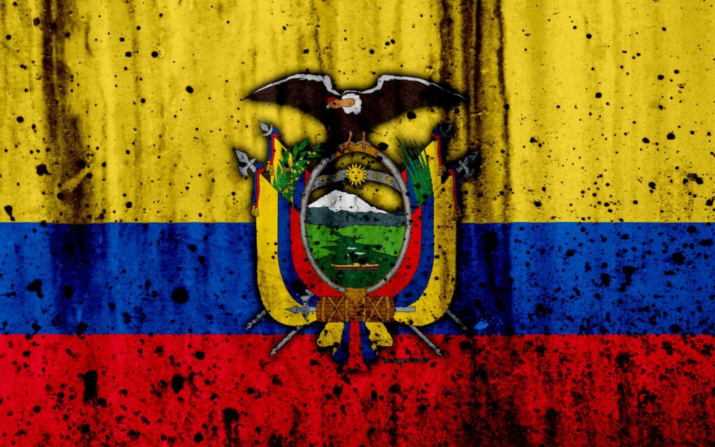 Download wallpapers Ecuadorian flag, k, grunge, South America, flag