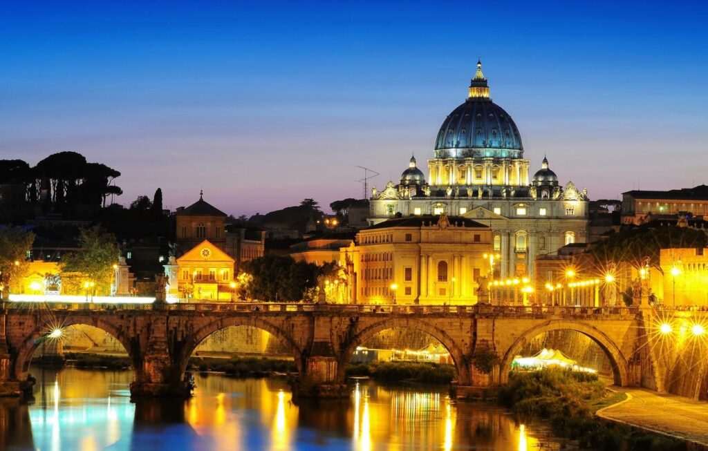 Wallpapers the city, the evening, lighting, Rome, Italy, Rome, The